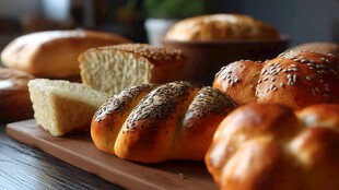 多样美味面包展示