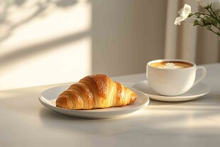 羊角面包与咖啡