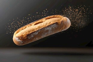 悬浮的美味法棍面包
