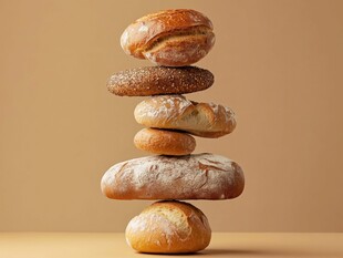 堆叠的美味面包