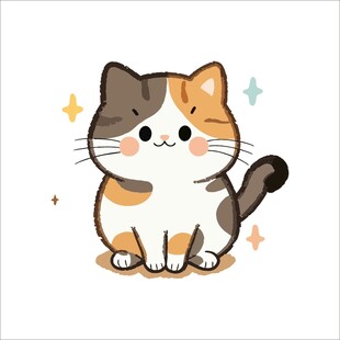 可爱三色猫咪卡通插画