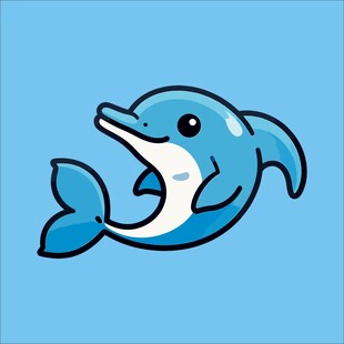 可爱卡通海豚插画