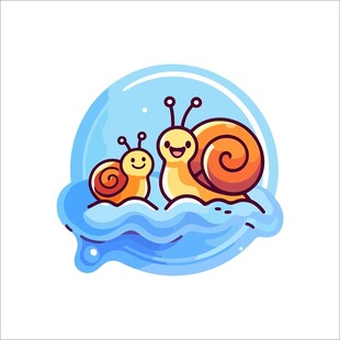 蜗牛在水中的可爱画面