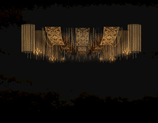 夜晚璀璨吊灯婚礼舞台吊顶