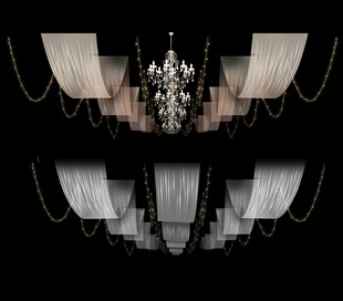 奢华水晶吊灯的婚礼舞台优雅倒影