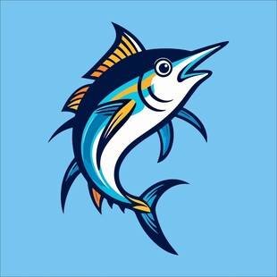 跳跃的多彩金枪鱼图案