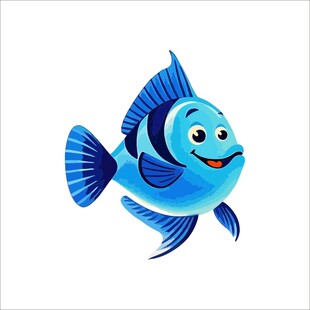 蓝色可爱卡通小鱼
