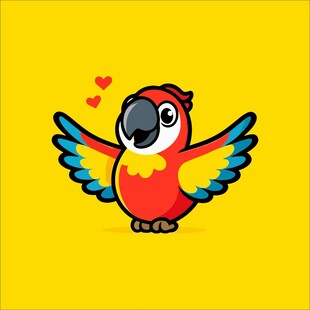 可爱鹦鹉展翅比心