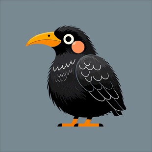 卡通黑鸟插画