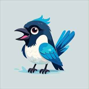 可爱蓝羽小鸟张嘴鸣叫