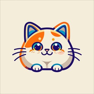 可爱三色猫咪卡通形象