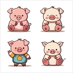 可爱卡通小猪形象集合