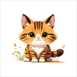 可爱小猫咪蹲坐草地