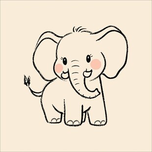 可爱小象卡通插画