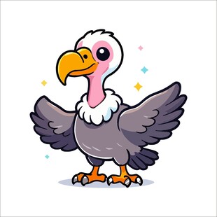 可爱卡通秃鹫张开翅膀