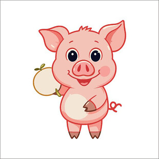 可爱小猪持果欢乐形象
