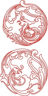 传统龙凤圆形吉祥纹饰