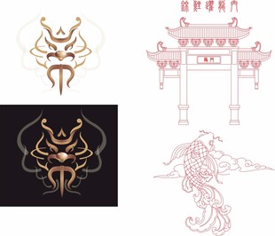 锦鲤跃龙门牌坊中国元素