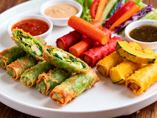 多彩蔬菜春卷拼盘