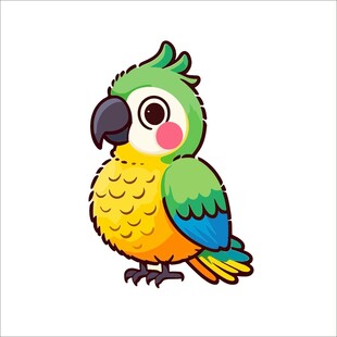 可爱彩色鹦鹉卡通形象