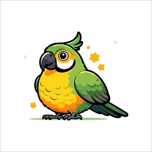 可爱绿鹦鹉卡通形象