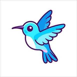 蓝色小鸟展翅飞翔