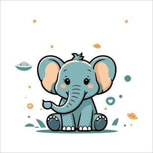 可爱小象卡通形象插画