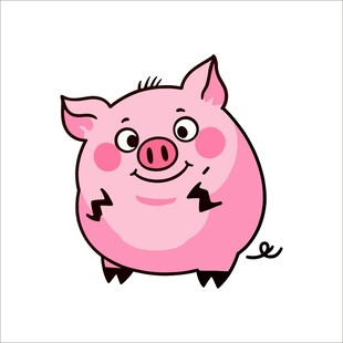 可爱粉色小猪卡通形象