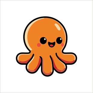 可爱橙色小章鱼卡通形象