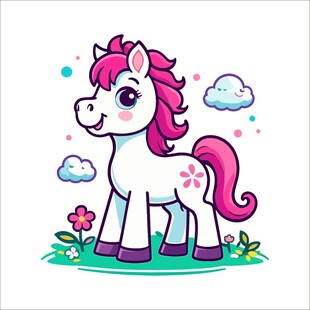 可爱独角兽插画