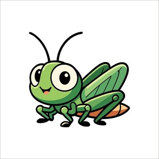 可爱卡通绿色蚱蜢形象