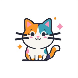 可爱三色猫咪插画