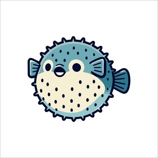 可爱卡通河豚插画