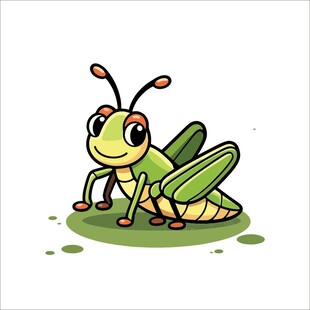 可爱卡通绿色蚱蜢形象