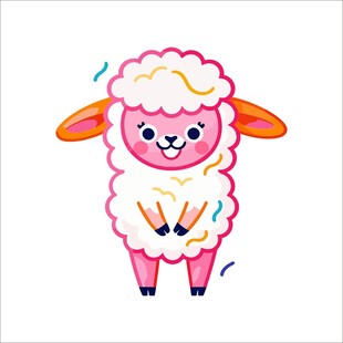 可爱粉色绵羊卡通形象