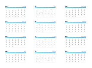 2026日期模板蓝色