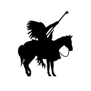 印第安骑手剪影