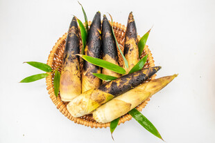 竹篮里的新鲜嫩竹笋