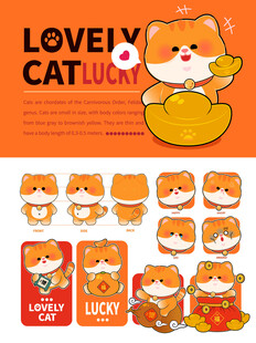可爱猫咪橘猫主题三视图