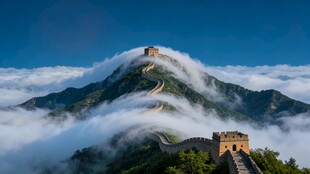 云海中的雄伟长城