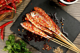 美味香辣烤小黄鱼