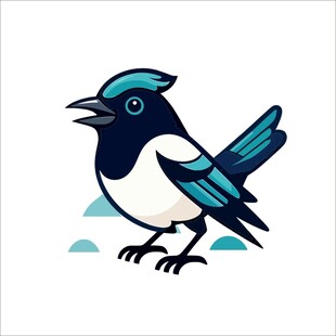 蓝羽小鸟插画