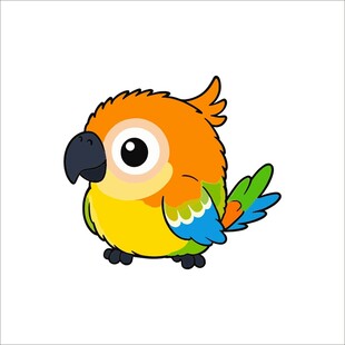 可爱彩色鹦鹉卡通形象