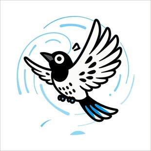 飞翔的黑白小鸟