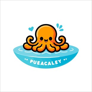 可爱章鱼卡通标志设计