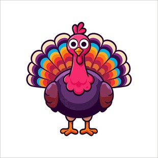 彩色火鸡卡通形象
