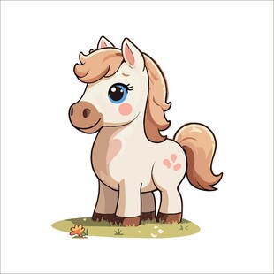 可爱卡通小马插画
