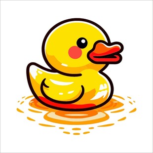 可爱小黄鸭在水中