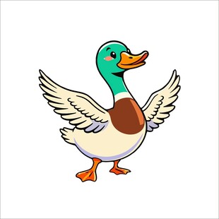 展翅的卡通鸭子