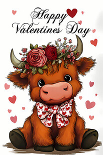 情人节小牛插画
